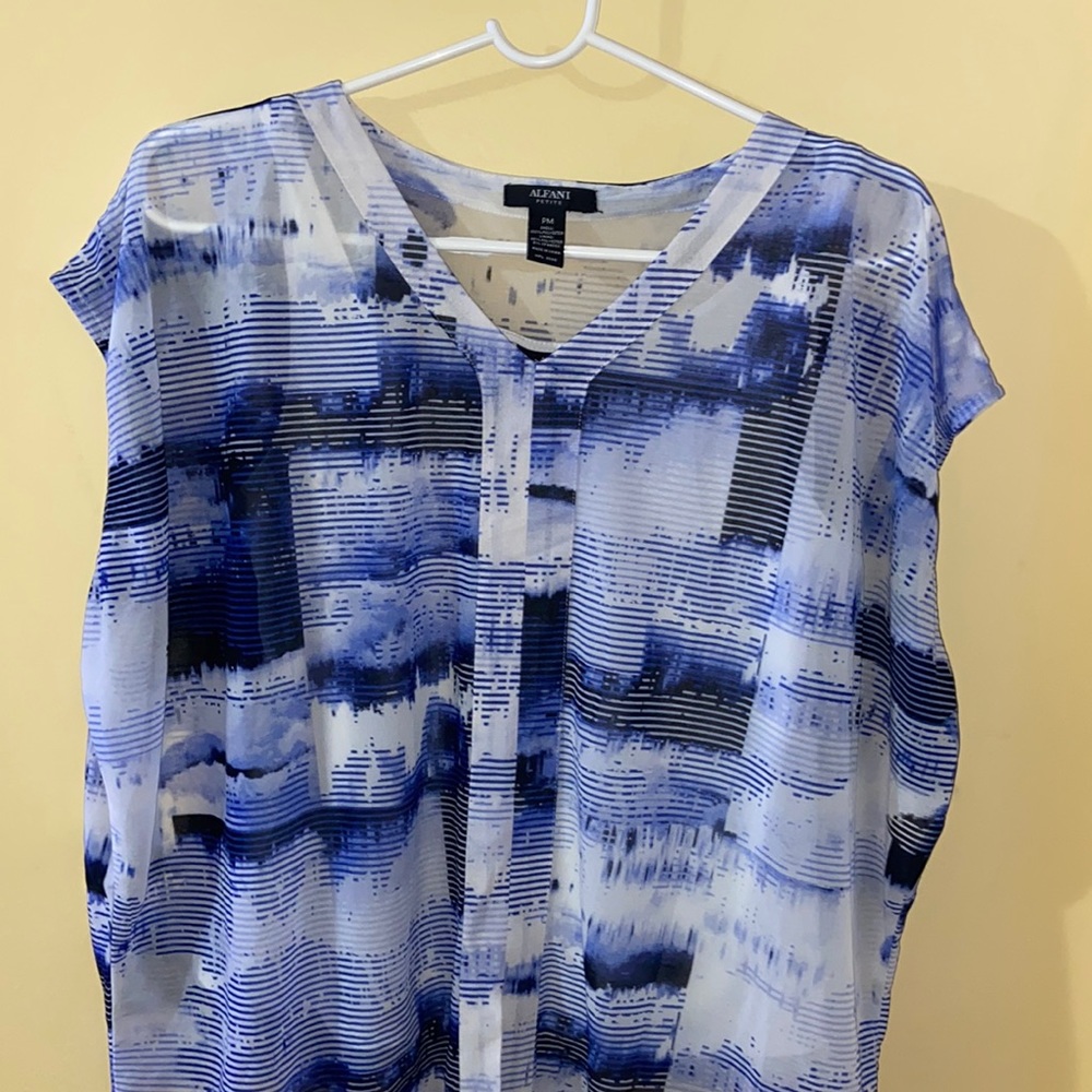 Stripped Blue Flowy Blouse